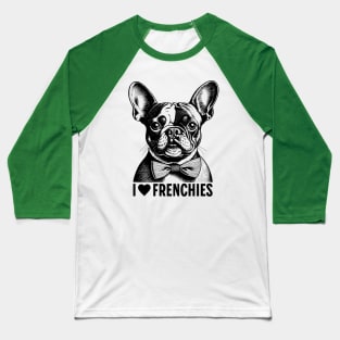 Frenchie Love: Adorable Vintage French Bulldog Design Baseball T-Shirt